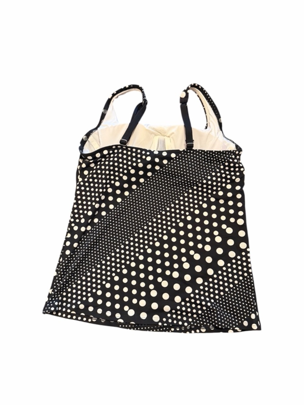 Lands’ End Black & White Polka Dot Stripe Tankini Top Size 4 New with Tags - Picture 2 of 3
